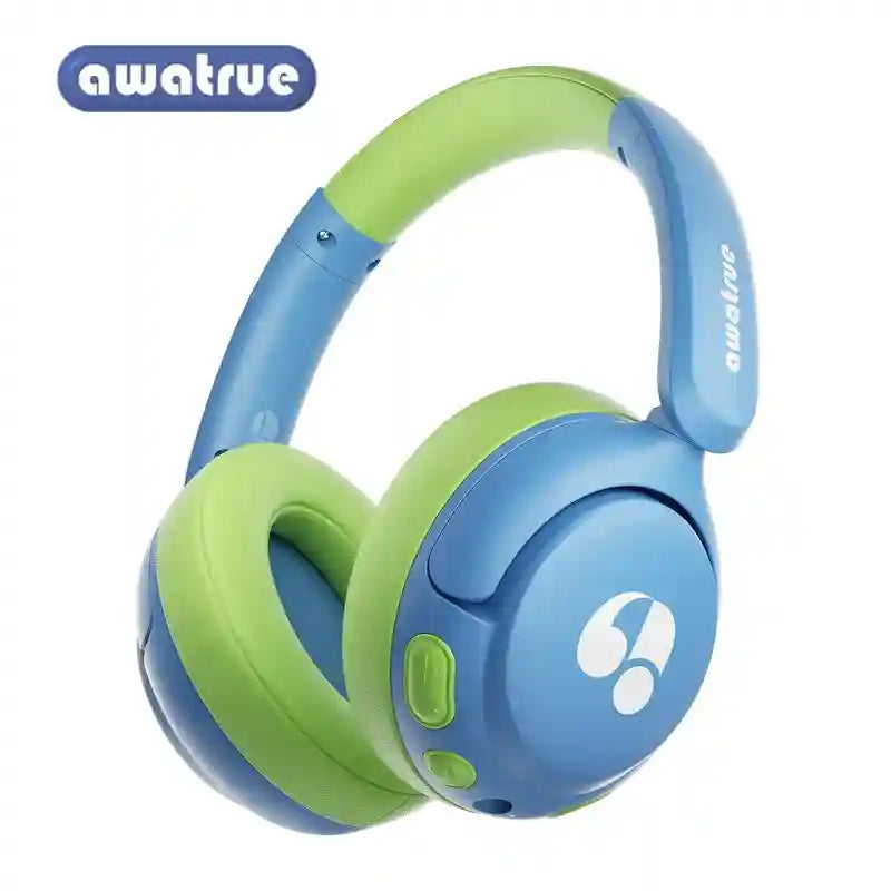 Kids Wireless Headphones - Safe 85dB Audio Over-Ear Design BlueGreen Tidesmit