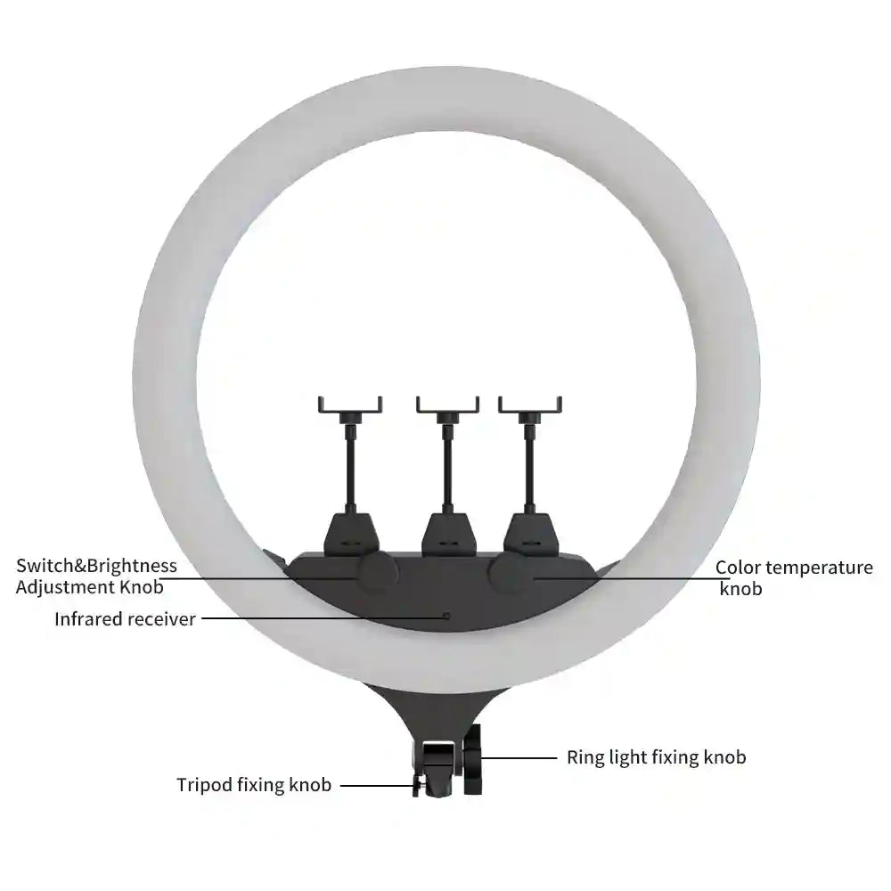 18 Inch LED Ring Light with Adjustable Tripod Stand for Content Creation Tidesmit