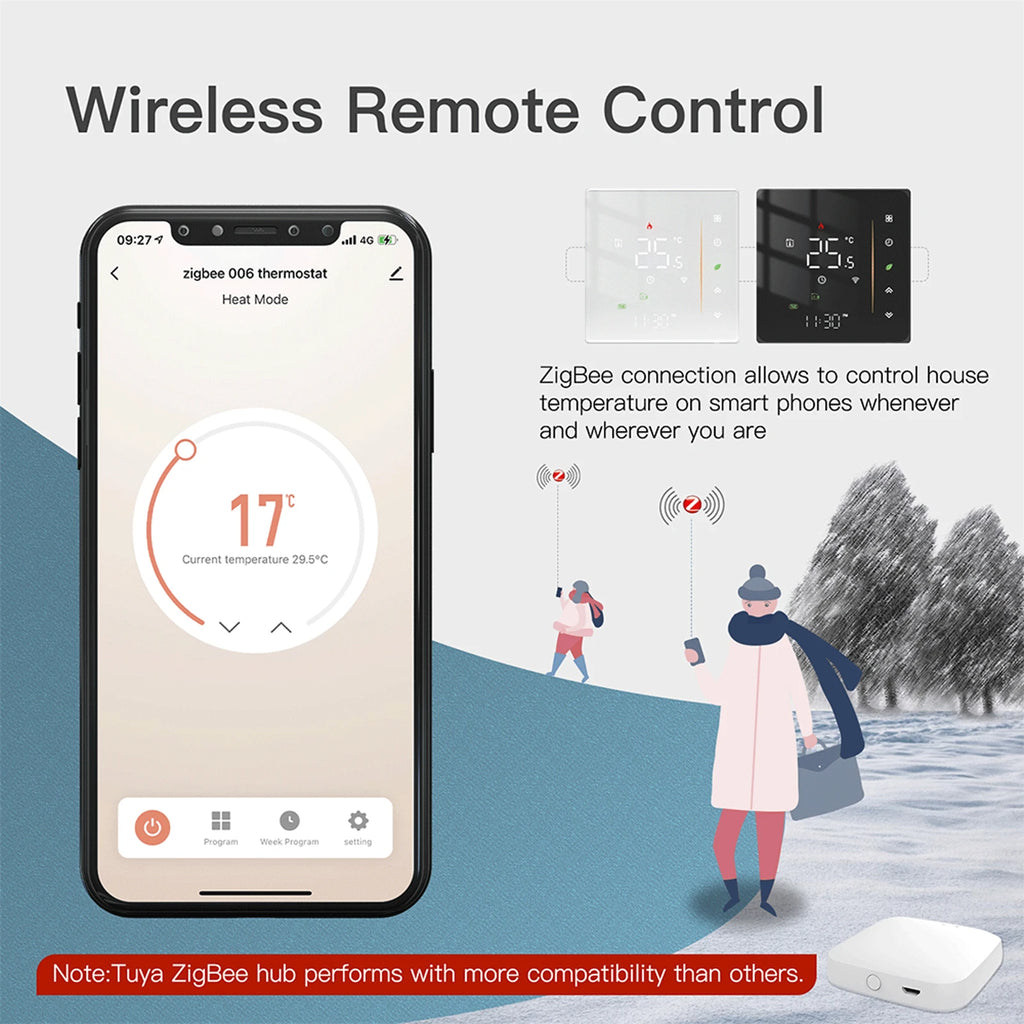 Zigbee Smart Thermostat for Floor Heating - App-Controlled Humidity Tidesmit