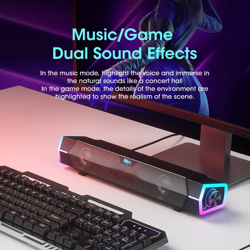 Computer Soundbar Bluetooth Speaker - 4D Surround Sound System Tidesmit