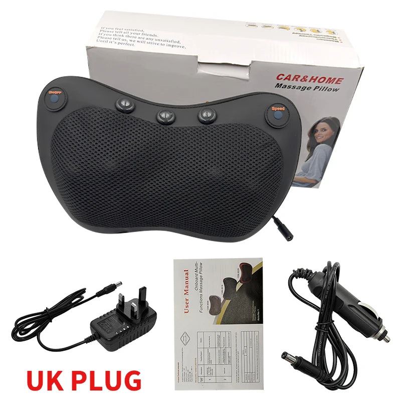 Electric Cervical Neck Massager with Heat Therapy & Spine Support Massage Cushion UK Plug-Black Tidesmit