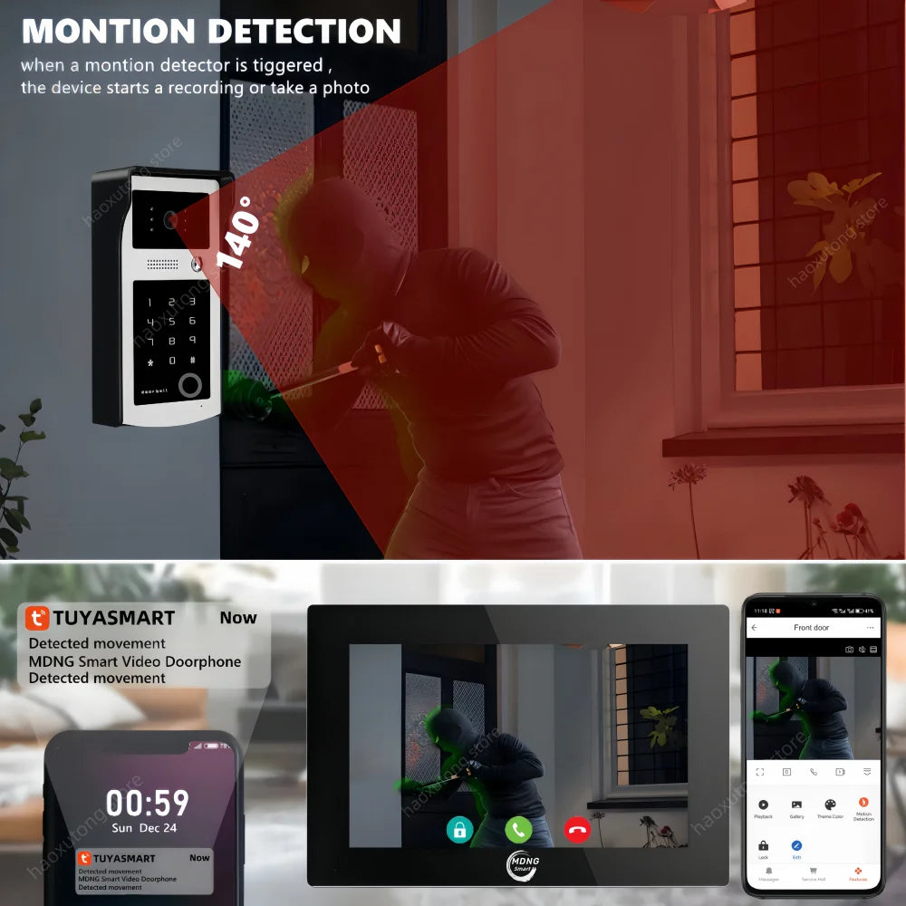 7/10 Inch Tuya Smart Wifi Video Apartment Intercom System 1080P Wireless Doorbell Camera Rfid Unlock Door Entry Intercom Doorman