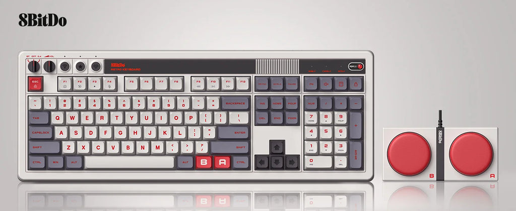 8BitDo Retro 108 Key Mechanical Keyboard，Bluetooth / 2.4G / USB-C Hot Swappable Gaming Keyboard for PC Windows and Android