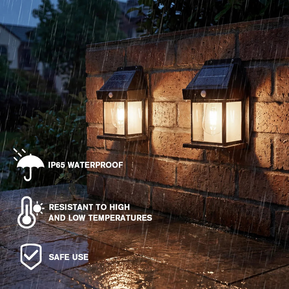 Solar Wall Light Outdoor Waterproof Motion Sensor Lamp Garden Decor Light for Porch Pathway Patio Yard Decorative Lighting