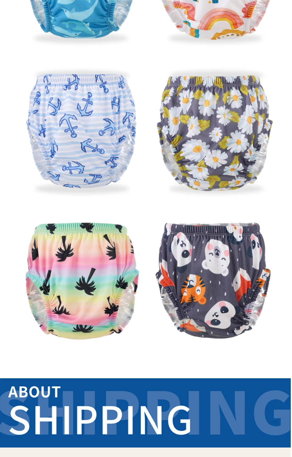 Happyflute Baby Breathable Swimming Pants For Boys And Girls Cartoon Swimming Diaper Comfortable Swimming Nappy Pants For 6-15KG
