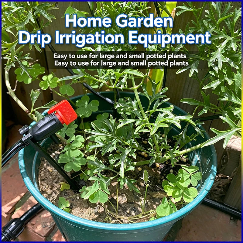 DIY Micro Irrigation Kit 4/7mm PVC Hose PP Adjustable Flow Dripper + Fixing Ground Stake Home Potted Garden Watering System Part