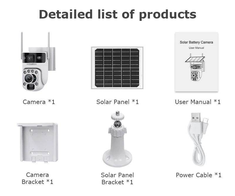 INQMEGA 12MP 60X Optical Zoom 4G/WiFi Solar Camera Dual Screen PTZ PIR Detection Auto Tracking CCTV Surveillance Cameras Ubox