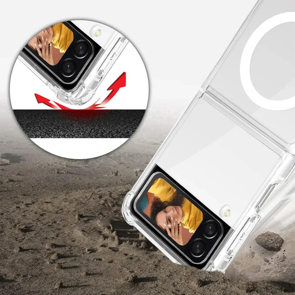 Magnetic Transparent Case for Samsung Galaxy Z Flip 5 – Slim Acrylic Cover Tidesmit