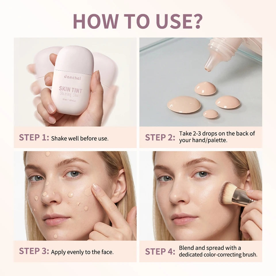 Tidesmit Skin Tint Blurring Elixir Foundation shade swatch showing full coverage hydrating face makeup texture