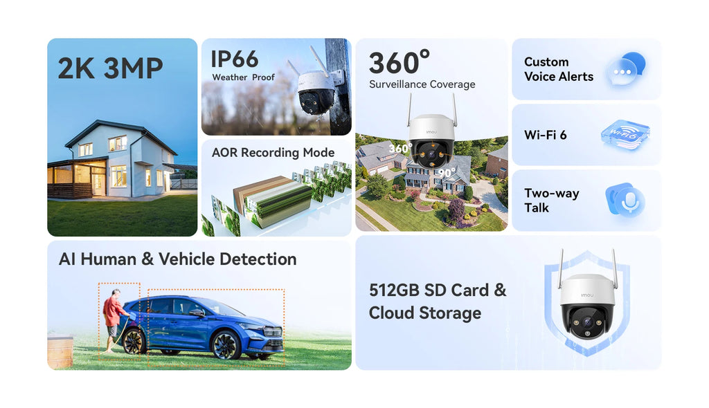 IMOU Cruiser SE+ Series Outdoor Wi-Fi Camera IP66 Weatherproof Camera 8X Digital Zoom Night Vision AI Human Detection Camera