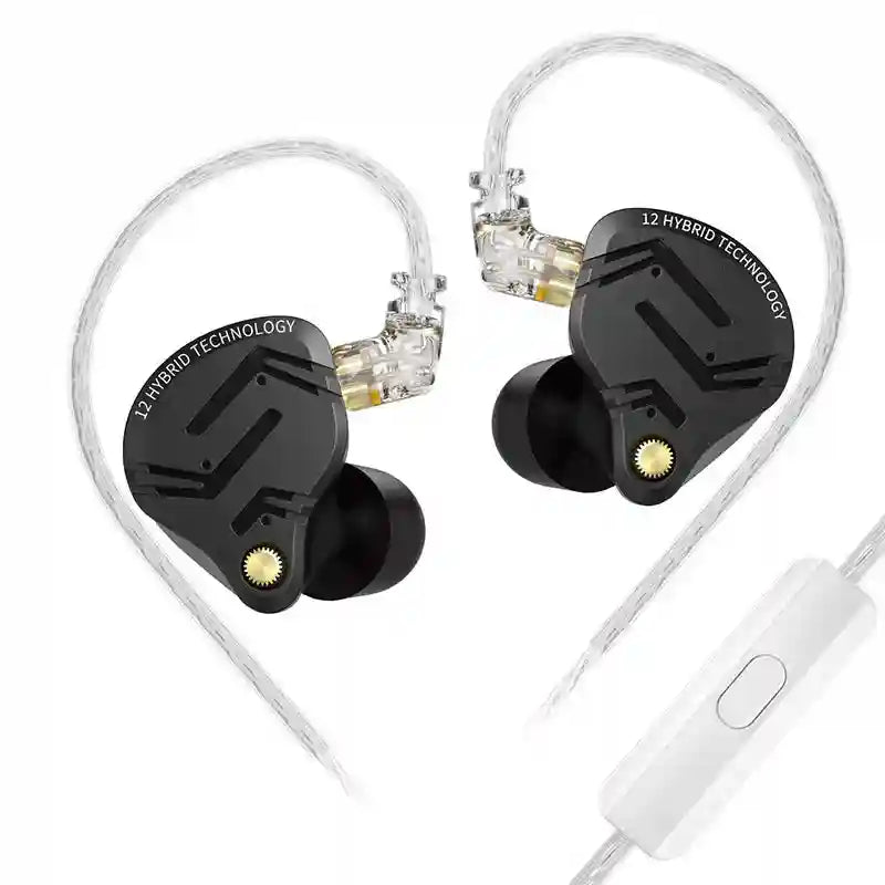 KZ ZS12 PRO X Hybrid IEMs with 1DD+5BA Drivers for Precision Audio Black mic Tidesmit