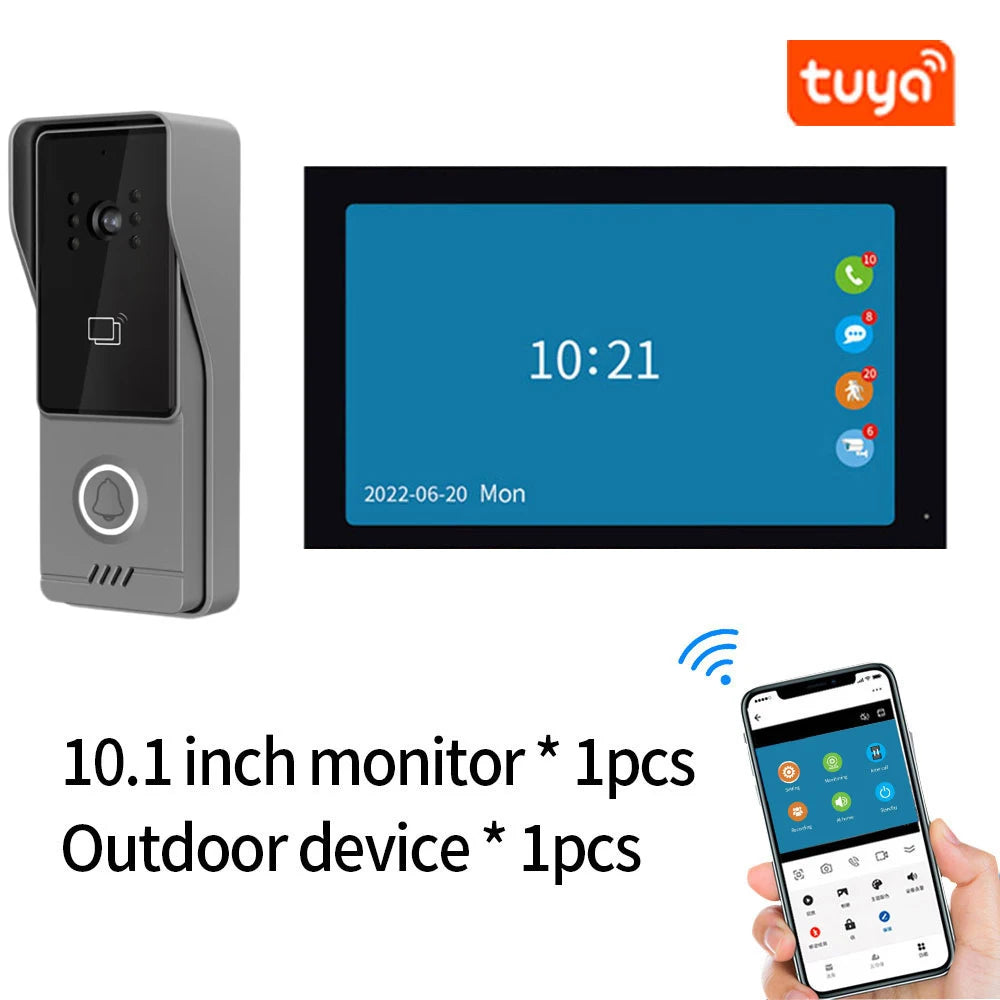 Wireless Wifi Video Doorbell System 1080P Doorphone Door Camera 7 Inch Touch Screen Video Intercom