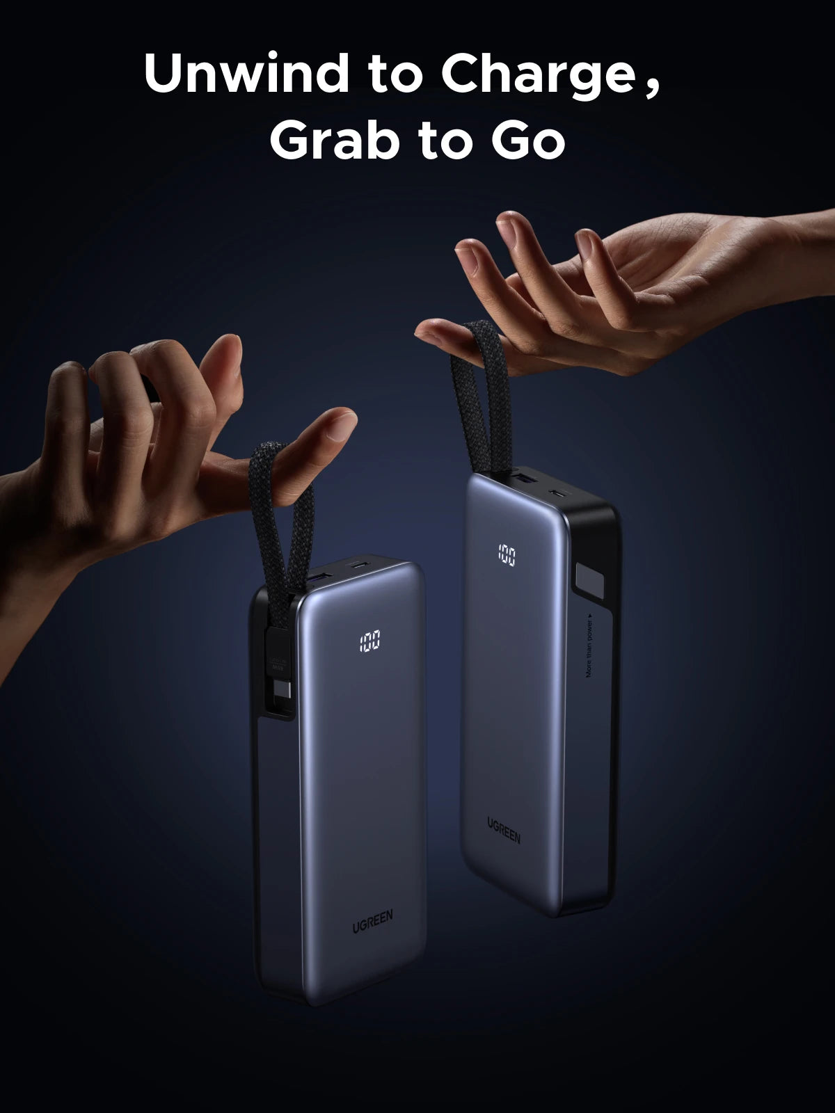20000mAh Fast Charging Power Bank 45W with Integrated USB-C Cable Tidesmit