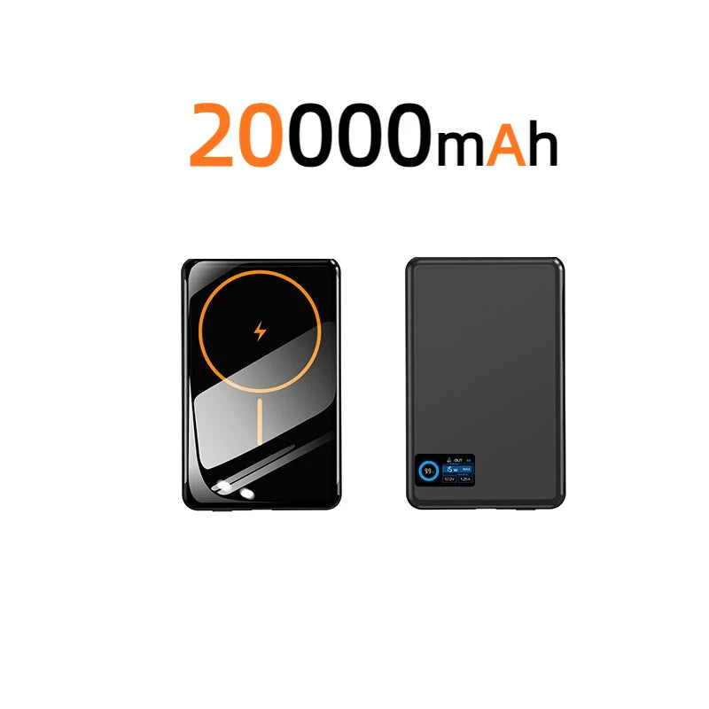 Magnetic Fast Charging Power Bank - High Capacity Travel Battery Pack Black 20000mAh Tidesmit