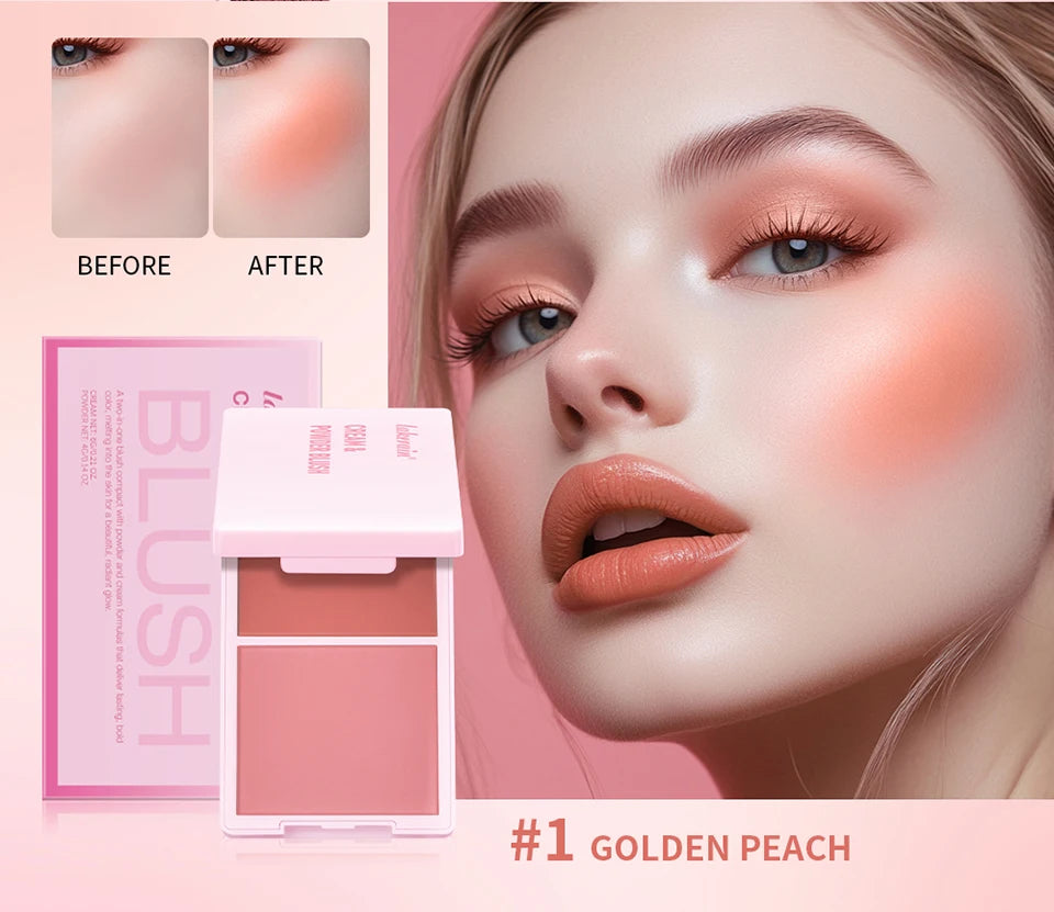 Tidesmit cream and powder blush palette swatch showing natural long-lasting high pigment peach pink makeup texture