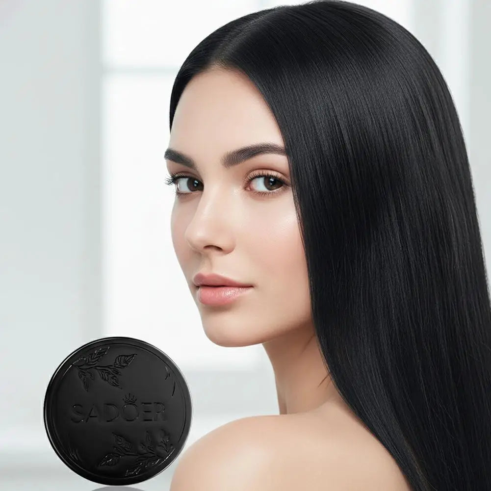 1/2PCS Black Soap Gray Hair Coverage Soap, Natural Polygonum Black Hair Shampoo Bar for Hair Darkening and Stronger, Refreshing