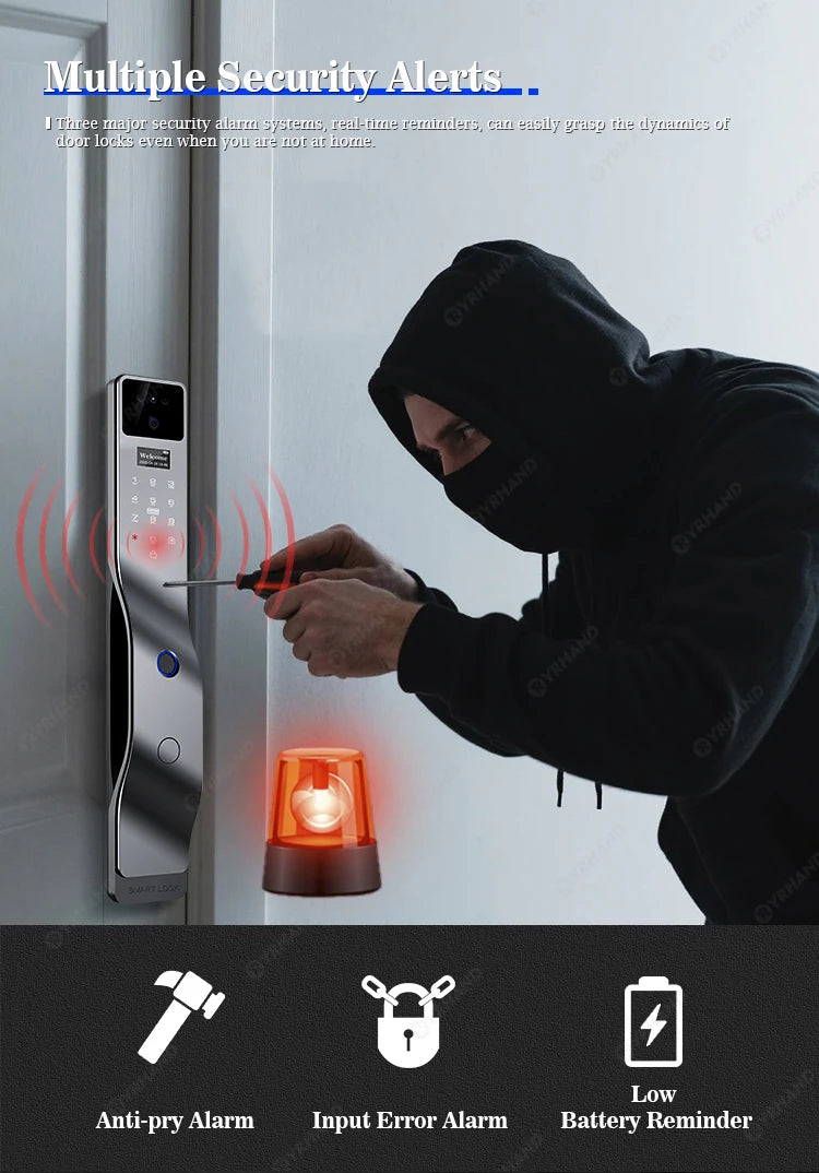 Tuya Smart Door Lock F7｜3D Face Recognition + 2K Camera + Fingerprint｜Works with Google/Alexa/Security Camera