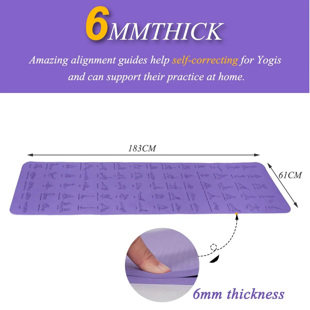 TPE Yoga Mat 183cm*61cm Anti-skid Sports Fitness Mat For Exercise Yoga And Pilates Gymnastics Mat Fitness Equipment