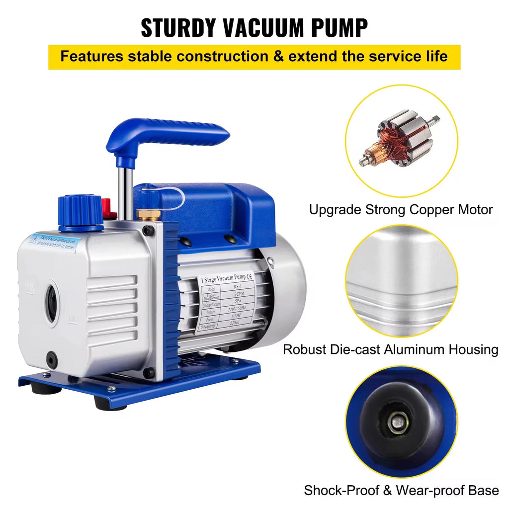VEVOR Pro Leg Stretcher 220LBS Leg Stretch MachineHeavyDutySingleStageVacuumPump3CFM1/4HPForRefrigerationVacuumPackaging