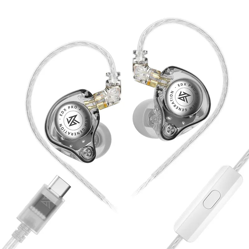 KZ EDX Pro In-Ear Monitors | HiFi Wired 3.5mm Earphones | Tidesmit Clear MIC Type-c Tidesmit
