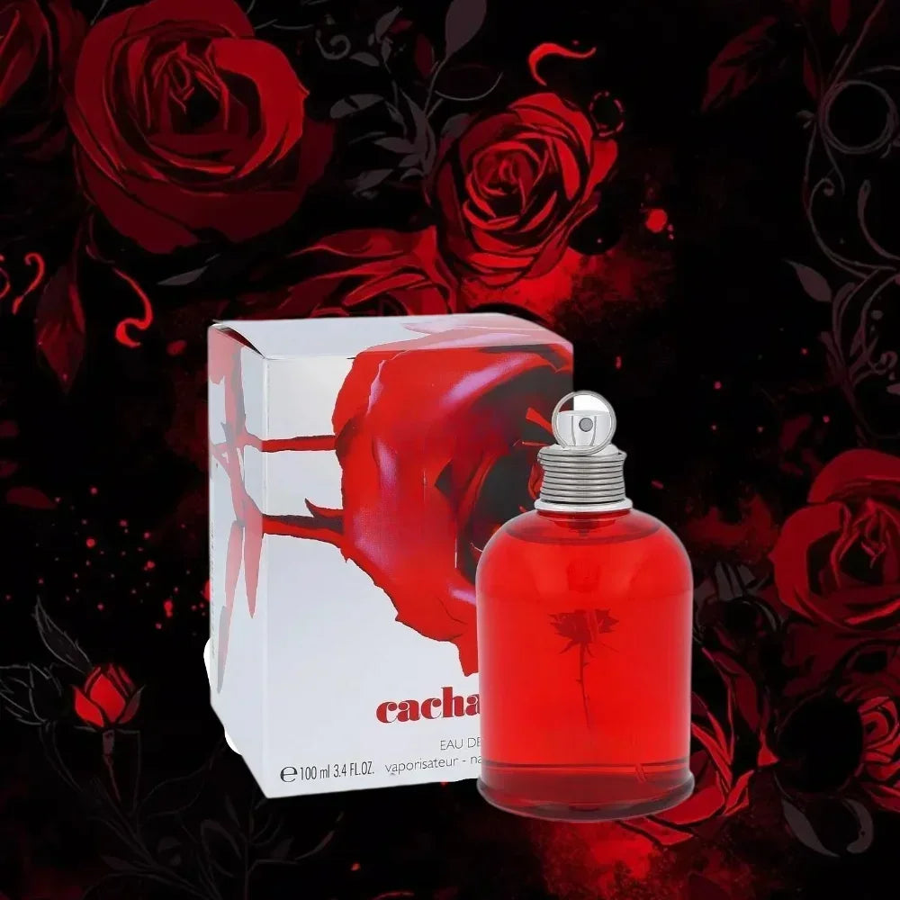 ES Brand Love rose scent, 100ml EDT, neutral pheromone perfume in a round red glass bottle with floral box packaging.