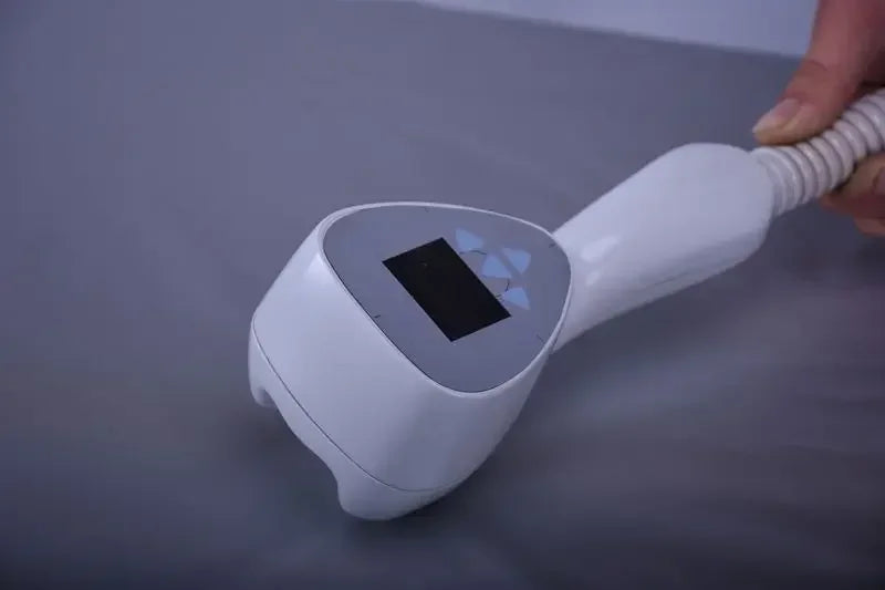 White Ultra 360 body contouring handheld device with LCD screen for skin tightening and anti-aging home treatment.