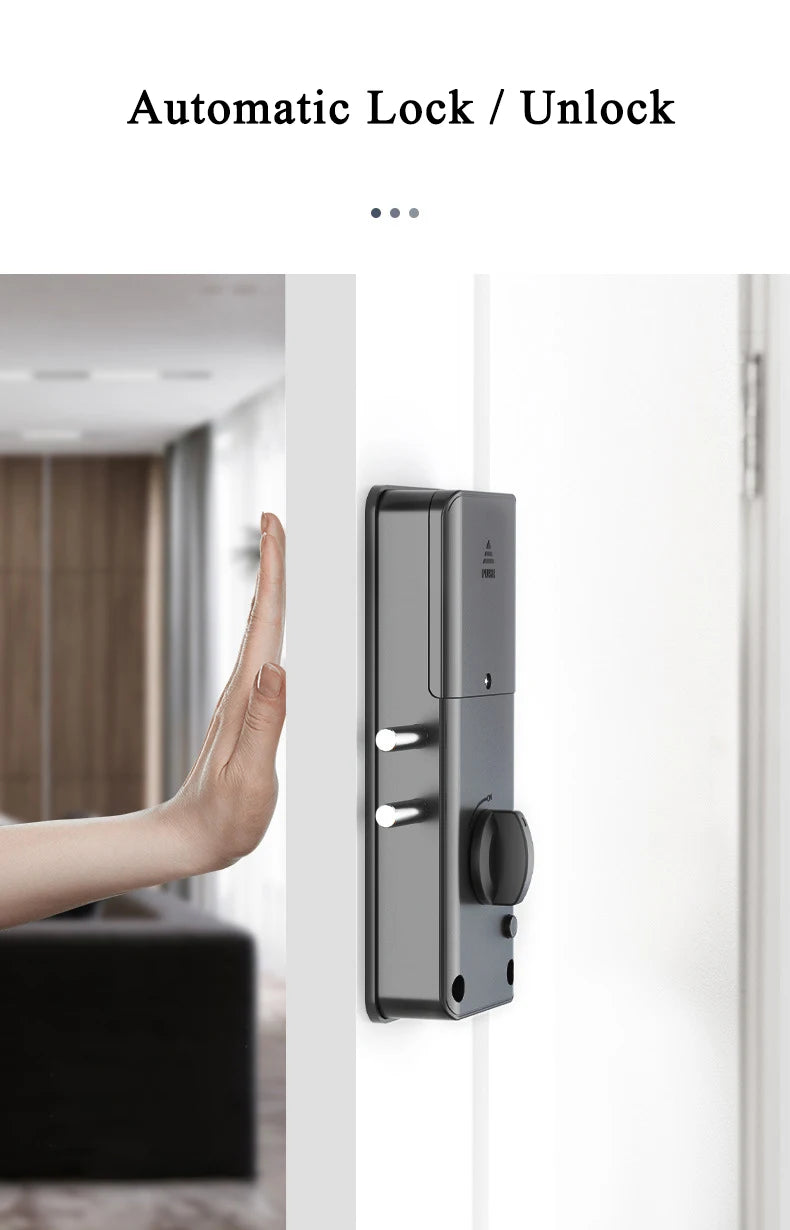 TTLock APP Remote Control Automatic IC Card Motor Lock Invisible No Drill Hole Installation For Wooden Door