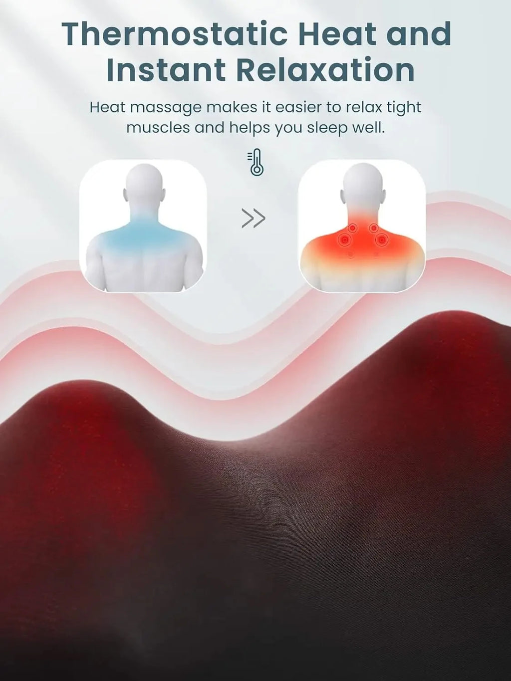 Shiatsu Neck and Shoulder Massager with Heat | Deep Tissue Relief Massage Cushion Tidesmit
