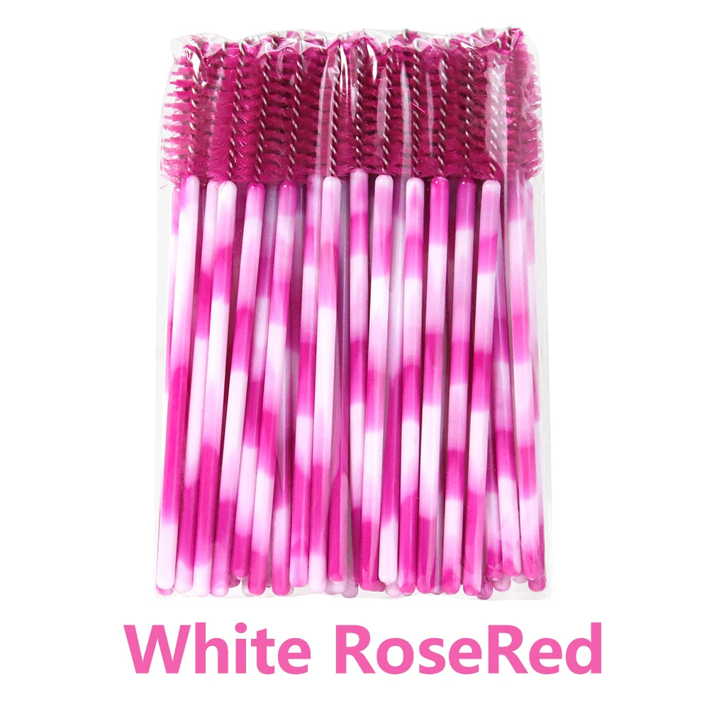 Disposable Eyelash Brushes for Extensions - Premium Soft Crystal Wands False Eyelashes White RoseRed Tidesmit