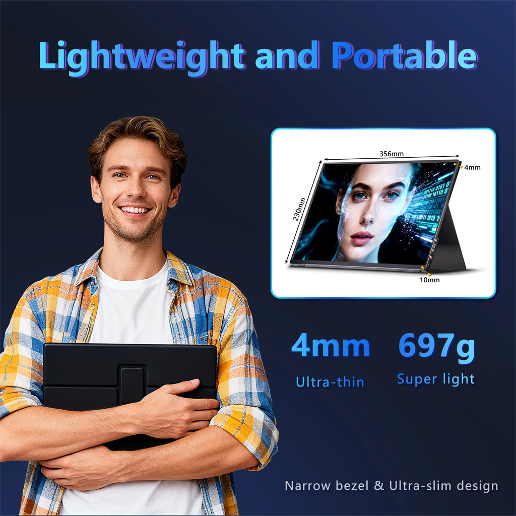 16" 2.5K 165hz 144hz Portable Monitor 1920*1200 16:10 100%sRGB 450Cd/m² Travel Gaming Display for Laptop Switch ps4 ps5 Xbox