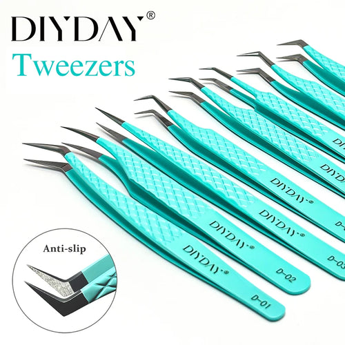 Eyelash Extension Tweezers D-01 | Precision Fiber Tip for Salon Results False Eyelashes Tidesmit