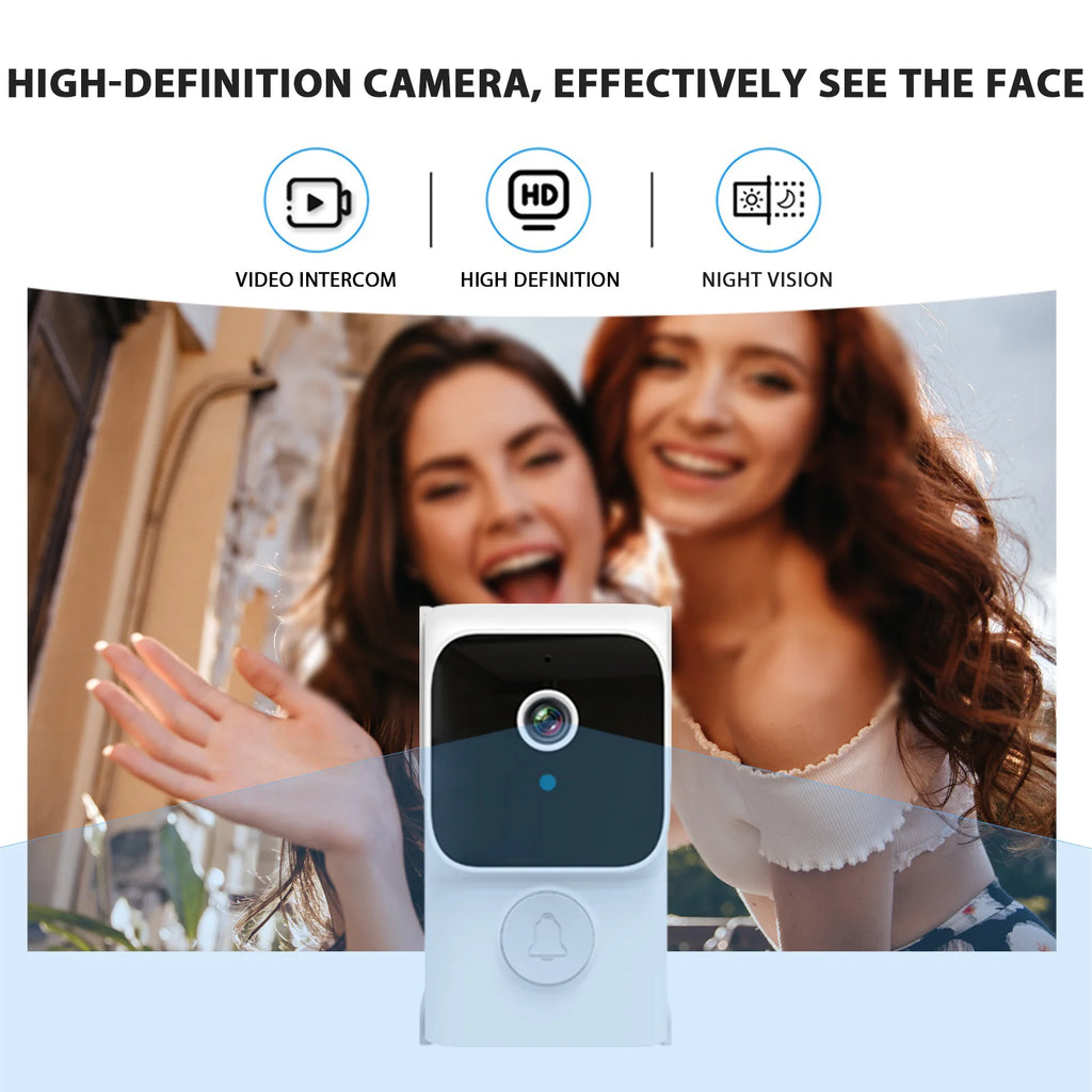 Wireless Video Doorbell Intercom 3.5" IPS Screen 2.4G Private Protocol IR Night Vision for Home Security IP44 Weatherproof