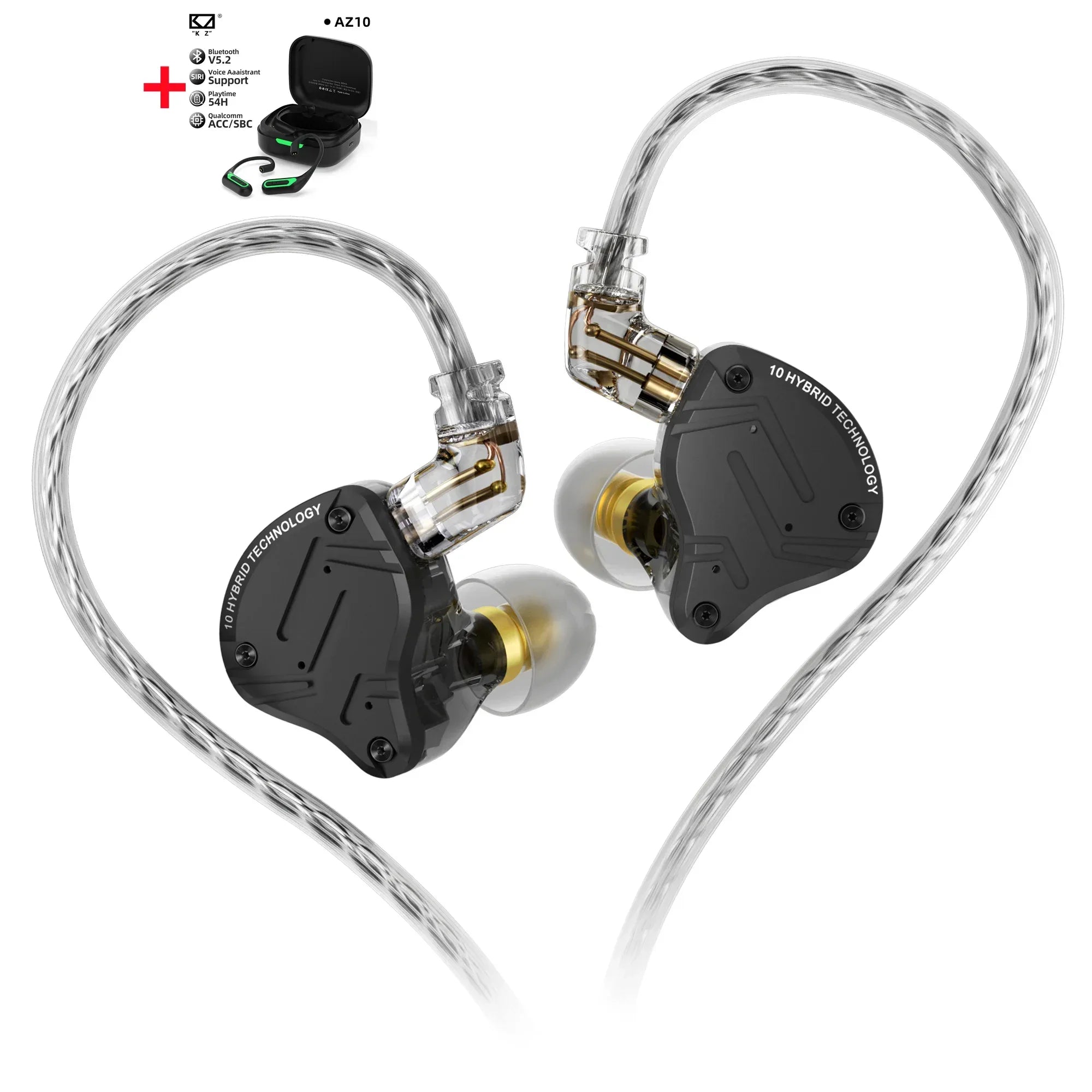 KZ ZS10 Pro X In-Ear Monitors 5-Driver Hybrid HiFi Earphones Tidesmit AZ10 Black No MIC China Mainland Tidesmit