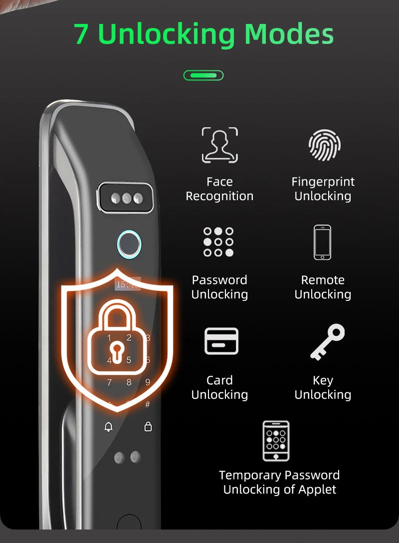 3D Face Recognition Smart LOCK Unlock Digital Door Lock With Camera FIngerprint Password Unlock Keyless Electronic Door Lock