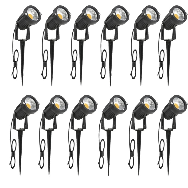 1 Meter Cable IP65 LED Garden Lawn Lamp Light 5W 10W Spike Landscape Lamp AC DC12V24V Warm White Blue Spot Lights 220V110V