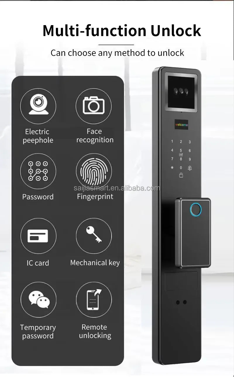 3D Face Recognition Tuya Video Intercom Security Fingerprint Card Unlocking Smart Home Camera Door Lock 9 Languages