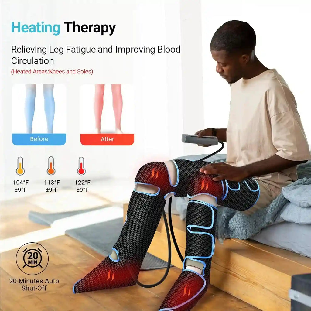 Leg Air Compression Massager With Heat - Portable Relaxation Therapy Relaxation Treatment Tidesmit