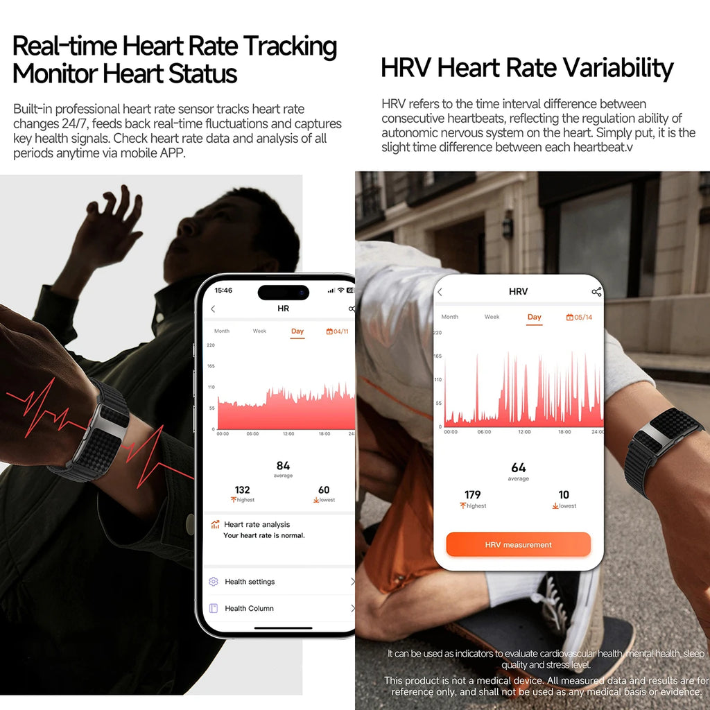 VWAR FLOW ECG Smart Fitness Bracelet Heart Rate Blood Oxygen Sleep Monitor Body Temperature Stress Tracker Women Men Health Band