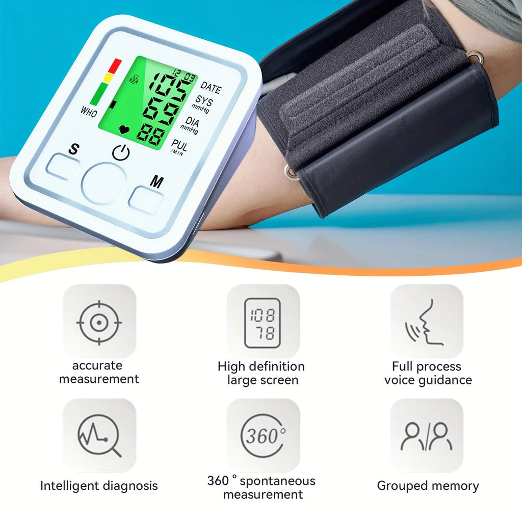 Medical Grade Upper Arm Digital BP Monitor Automatic Sphygmomanometer Kit Home Health Measuring Device