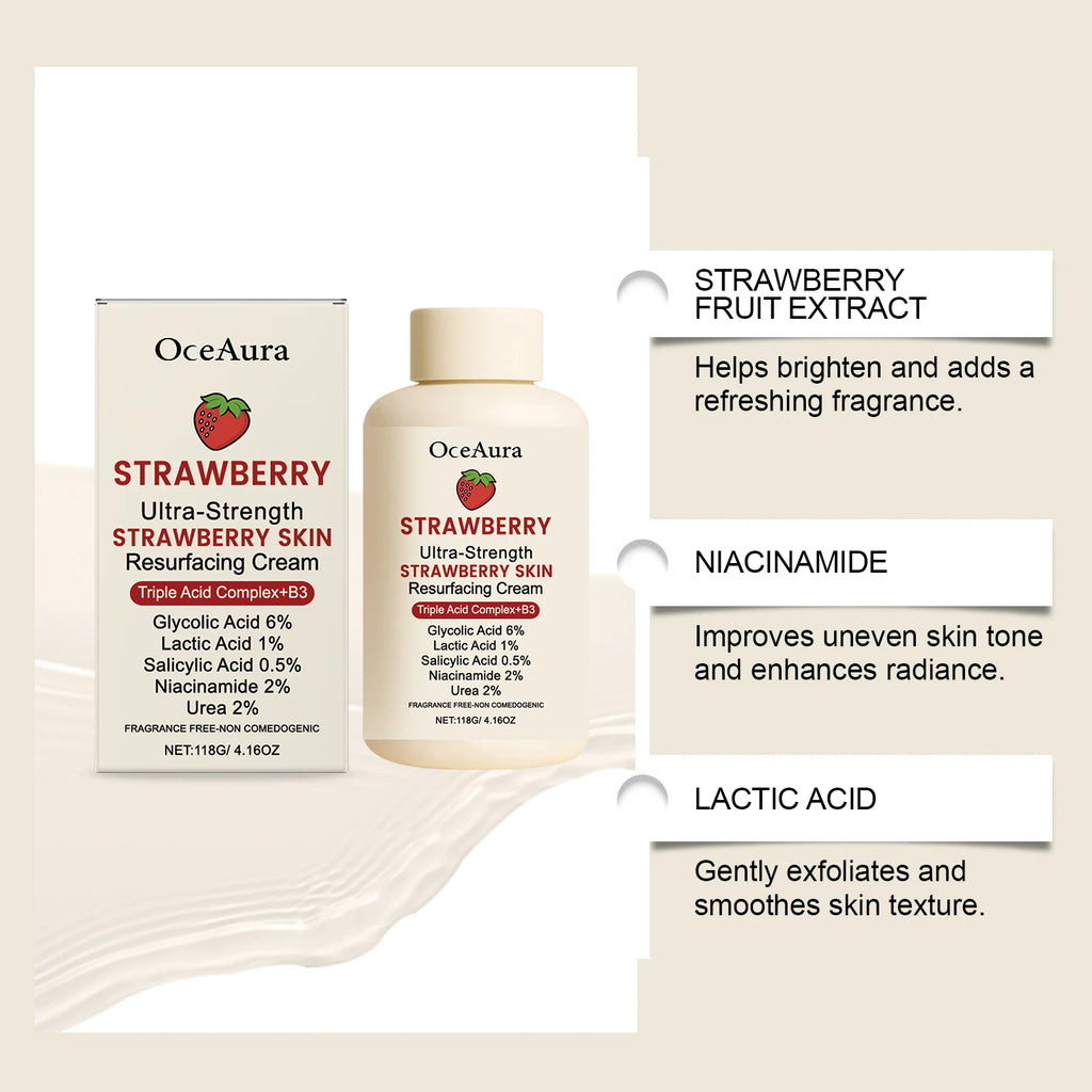 Strawberry Body Cream with Niacinamide and Salicylic Acid for Smooth Skin Gentle Exfoliating Lotion Lightweight Dry Rough Skin