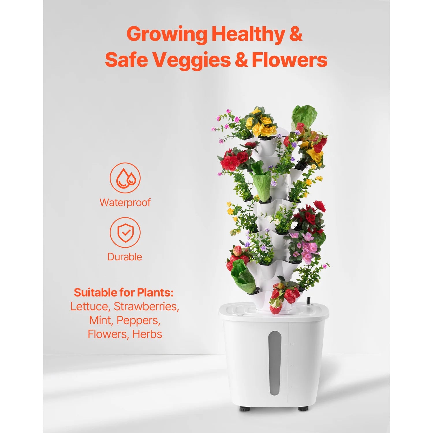 SucceBuy Hydroponic Growing System 30/50Pods Vertical 6/10 Tiers Hydroponic Tower Hydronic Garden with Water Pump