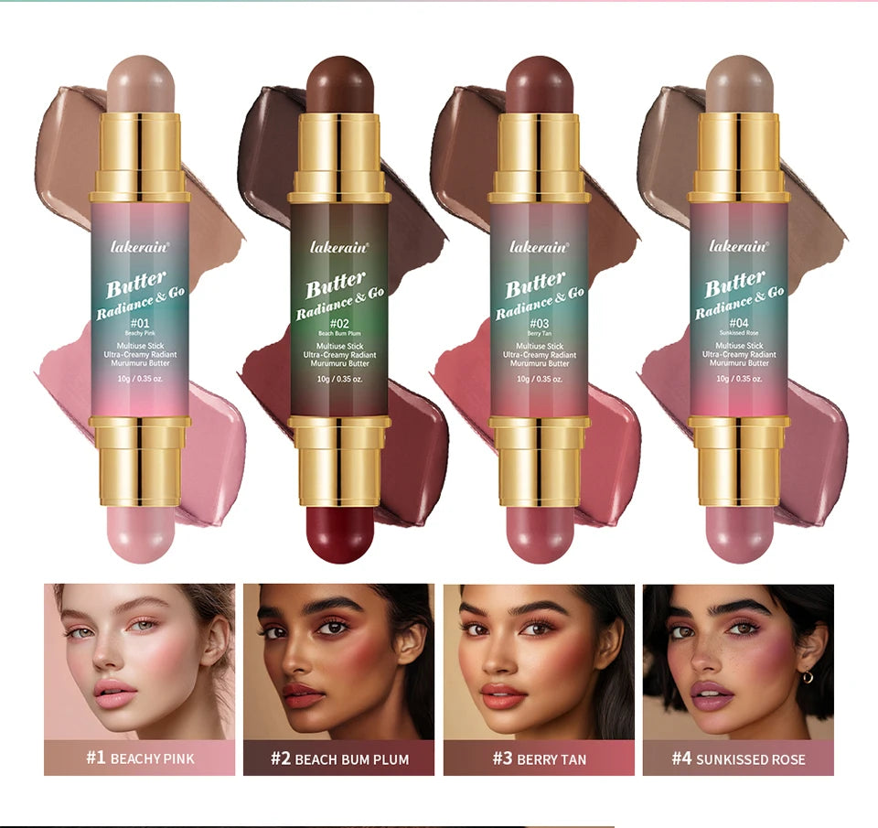 Tidesmit Double-Headed Bronzer and Blush Stick for face makeup featuring matte contour and glossy bronze swatch