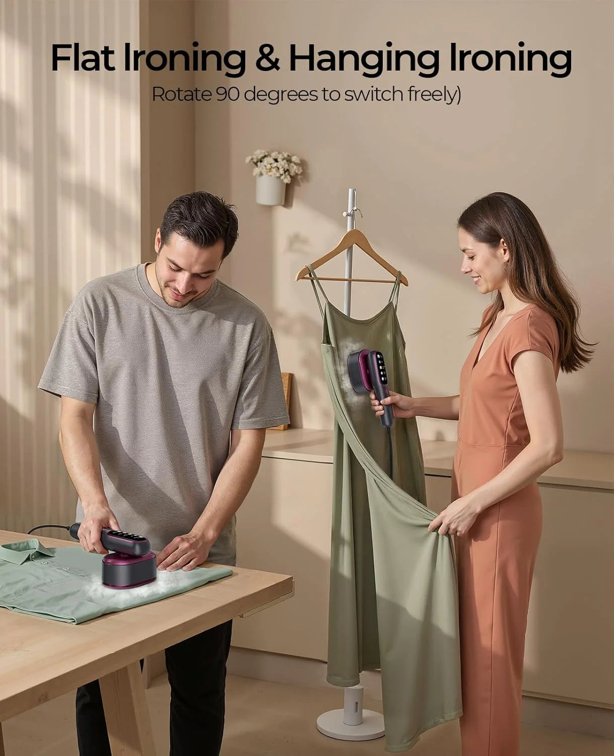 Tidesmit portable mini garment steamer for dry and wet ironing handheld travel clothes iron unit 12
