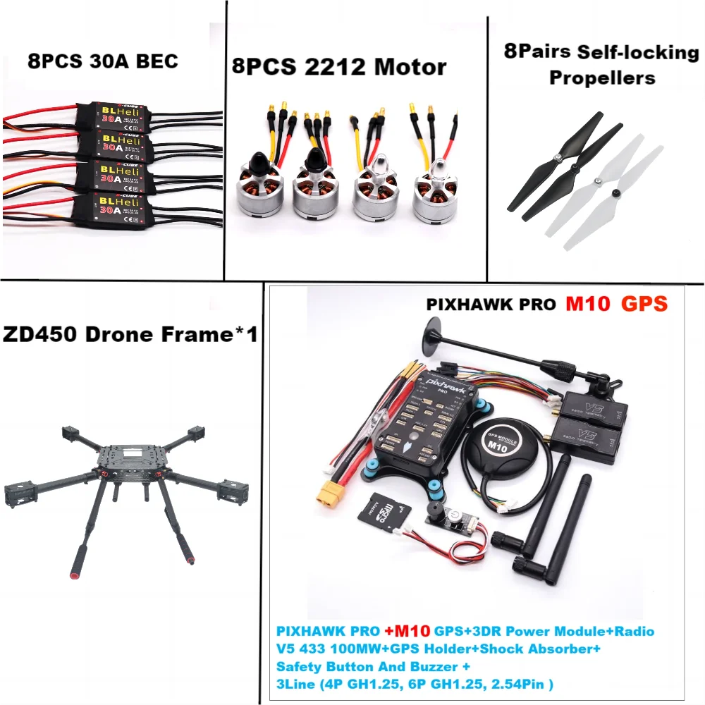 F450 GPS Quadcopter Drone Kit with Ardupilot and M10 Precision Tracking 433MHZ 100MW M10 Tidesmit