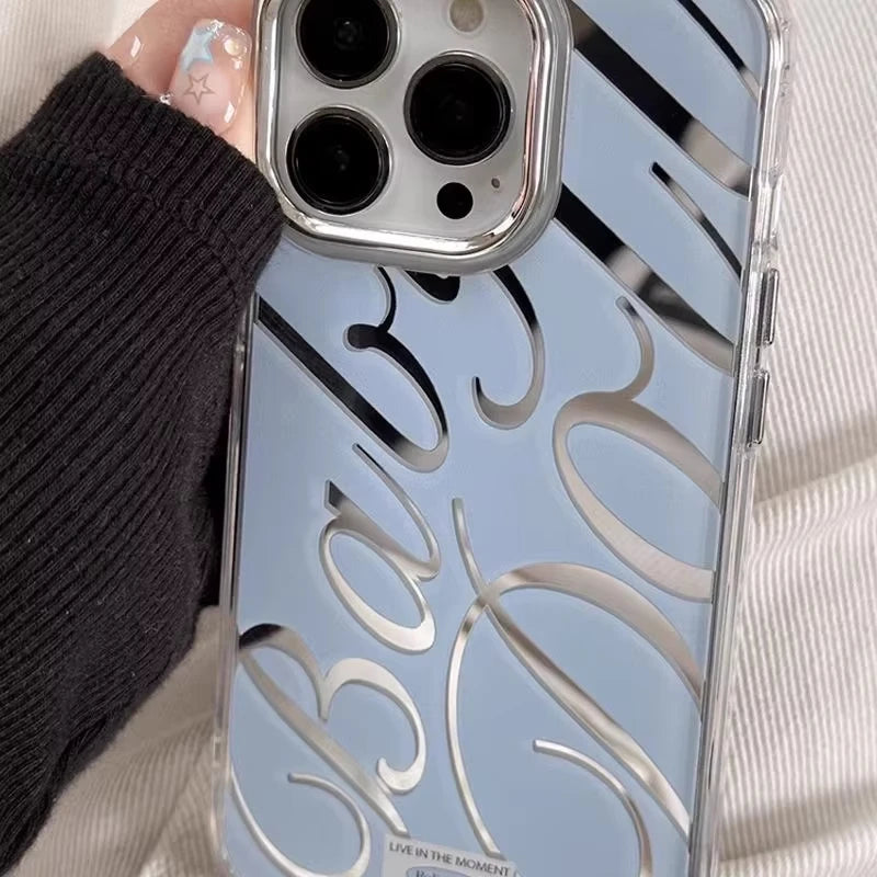 Mirror Phone Case for iPhone 16 Pro Max - Shock-Absorbing Blue Silver Finish Tidesmit