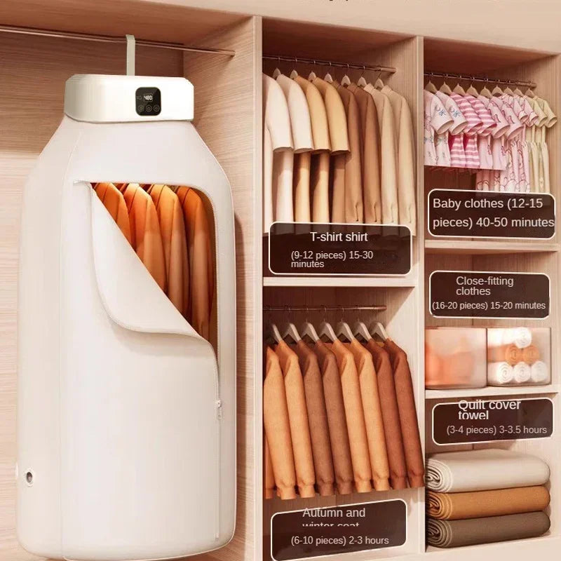 Tidesmit portable electric clothes dryer with remote control and timing feature in compact folded storage position