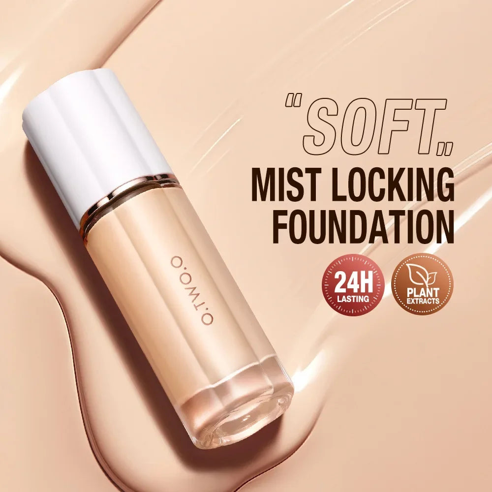Tidesmit O.TWO.O liquid foundation cream texture close-up featuring SPF30 high coverage waterproof face makeup