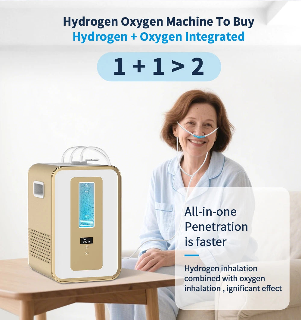 Tidesmit Cawolo 300ml Hydrogen Water Generator and HHO Inhalation Machine showing dual gas outlet ports