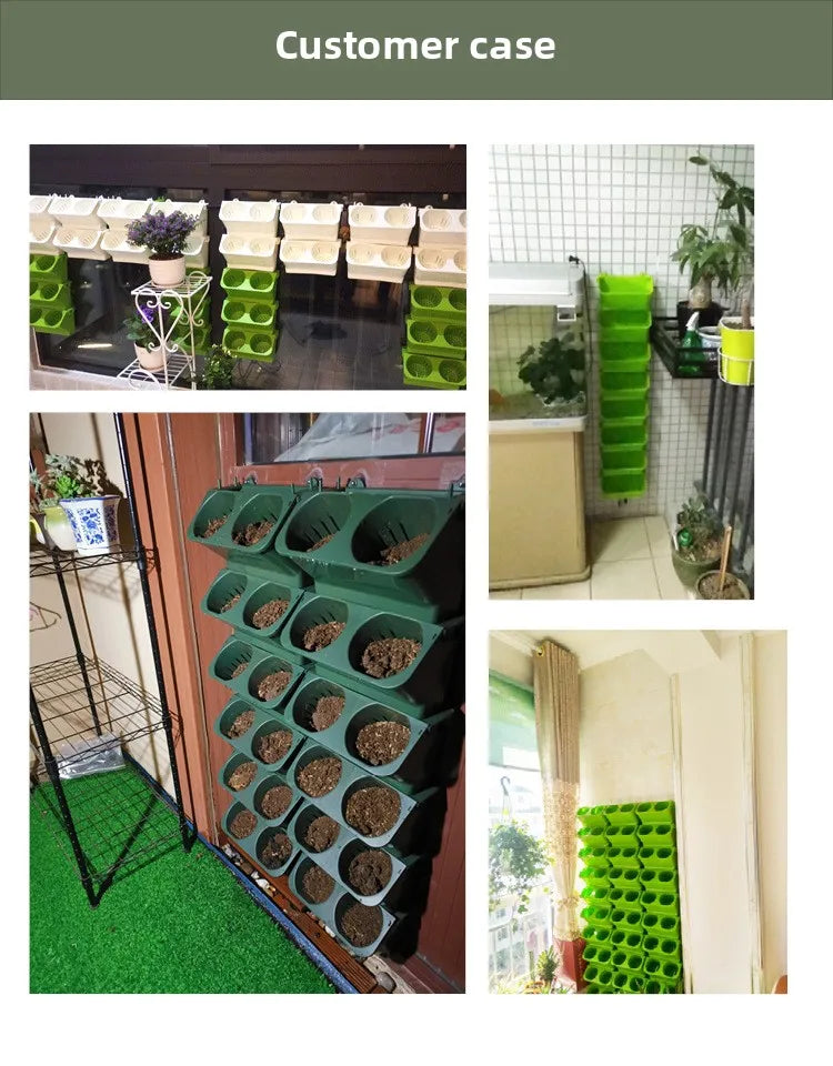 4PCS Flower Pots Wall Hanging Planters Stackable Planter Garden Plastic Pots Vertical Succulents Plant Home Balcony Decoration