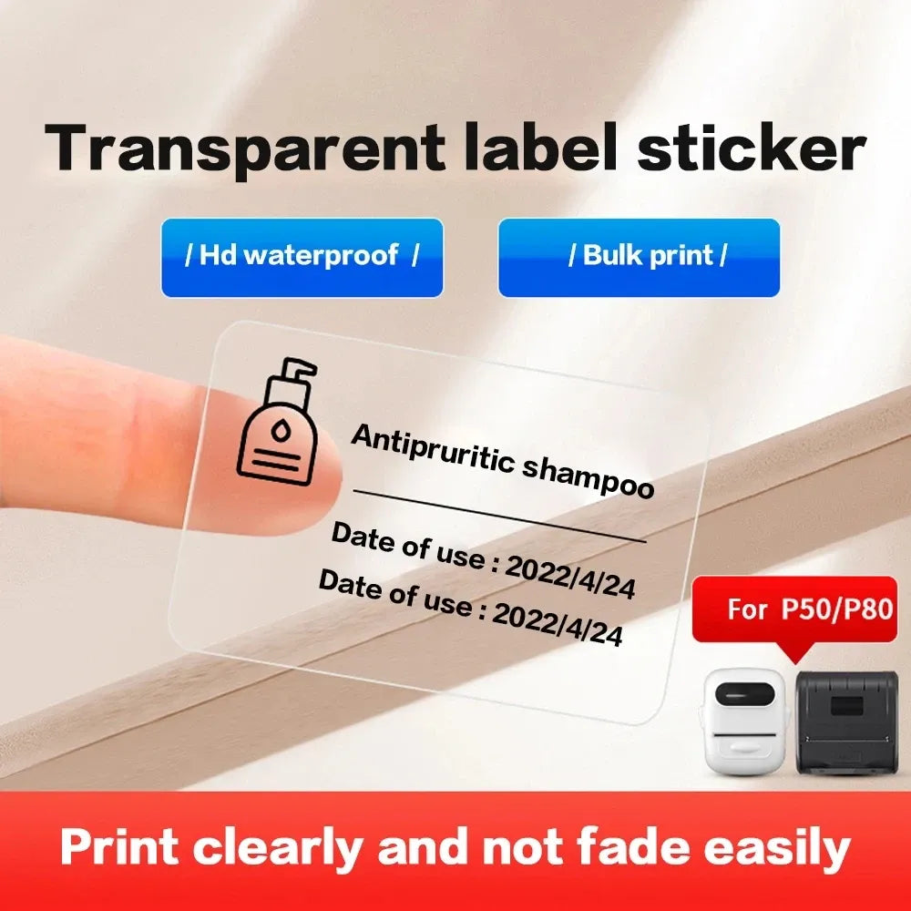 Marklife P50 Transparent Barcode Printing Label Paper, Self-Adhesive Waterproof Self-Adhesive Paper, Thermal Label Paper, Price